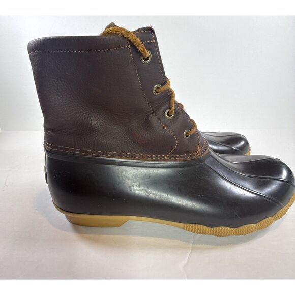 Sperry Womens Duck Boot Brown Rain Booties Warm Microfleece Rawhide Lace Up 11 - Picture 6 of 12